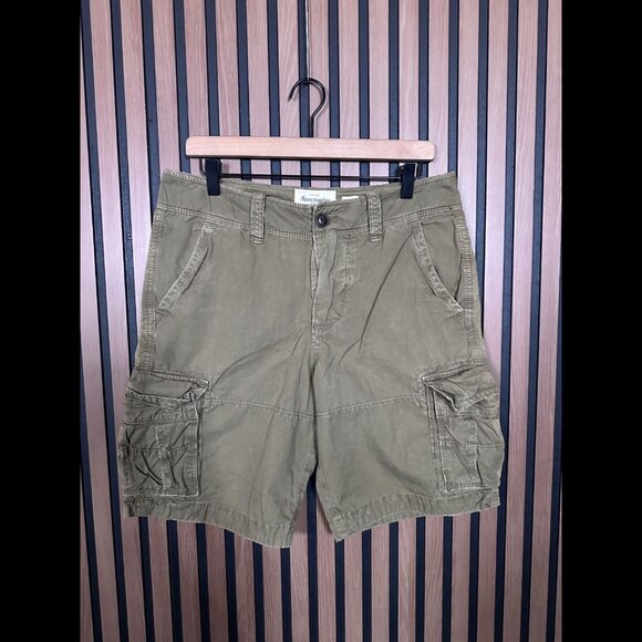 Abercrombie & Fitch Cargo Shorts 30 Mens Green Khaki 9" Inseam Y2K - Picture 1 of 8